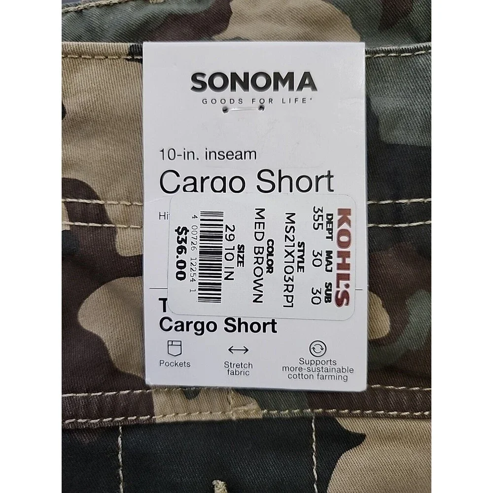 Sonoma Everyday Cargo Chino Shorts Mens 29 Camo Cotton Stretch NEW_6